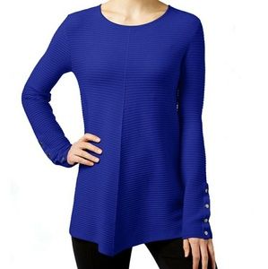 Alfani Blue Swing Ribbed Scoop Neck Sweater size M